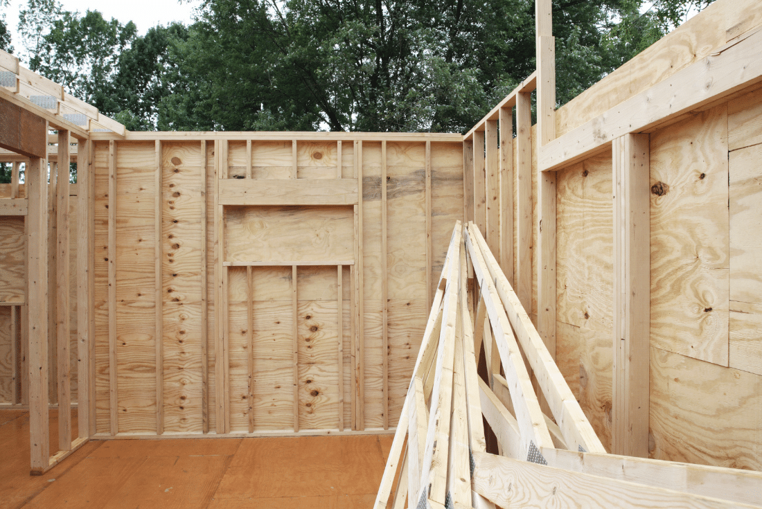 walls framed during an accessory dwelling project
